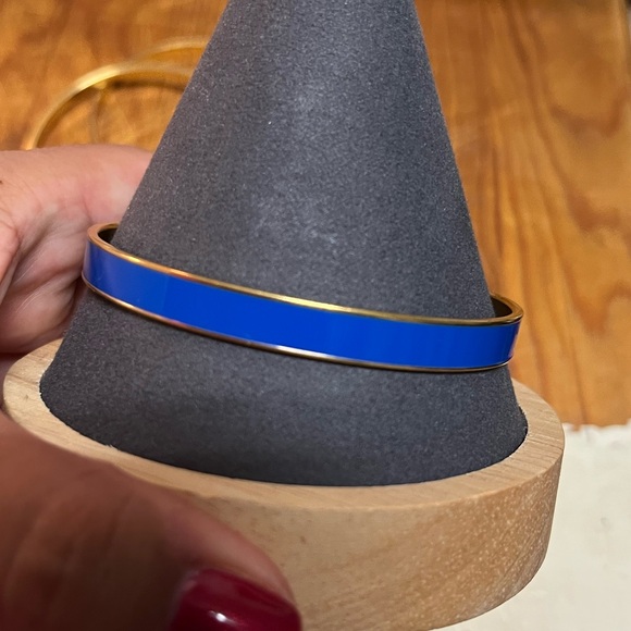 Monet set of 3 Blue and Gold tone Bangle Vintage - Picture 5 of 9